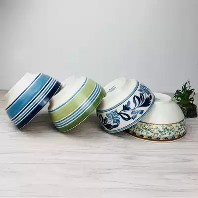 Foreign trade export original single chilled lemon camouflage striped rice bowl porridge bowl oatmeal bowl soup bowl instant noodle bowl underglaze