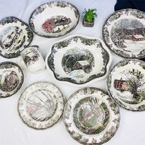 Foreign trade British Johnson export Ceramic Manor series Tableware plate Salad bowl cup Decorative heating plate