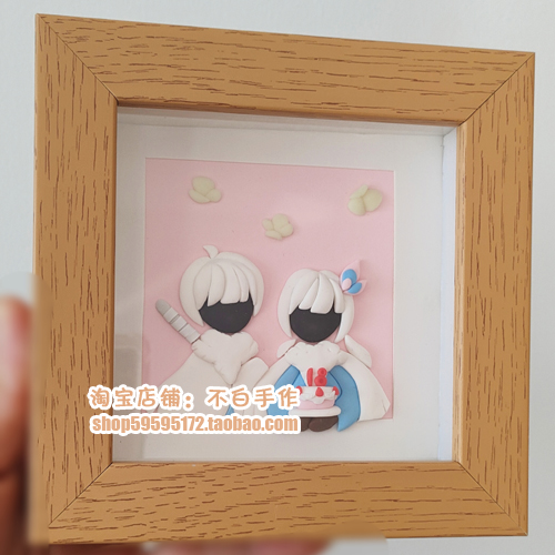 Not made by hand, soft pottery Xiaobai, light encounters peripheral model customization, sky light encounters characters, three-dimensional photo frame, Zhengying
