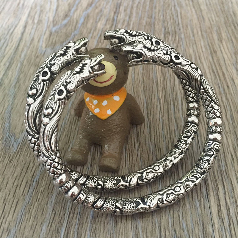 Phật chín cửa cũ với vòng tay retro nhẫn đôi 925 sterling bạc nam nữ mở vòi vòng tay hai vòng vòng cuff bạc