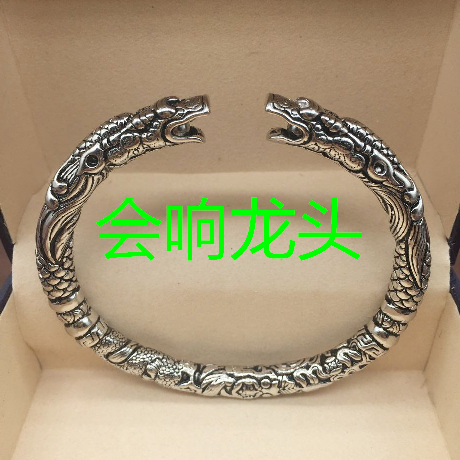 Phật chín cửa cũ với vòng tay retro nhẫn đôi 925 sterling bạc nam nữ mở vòi vòng tay hai vòng vòng cuff bạc