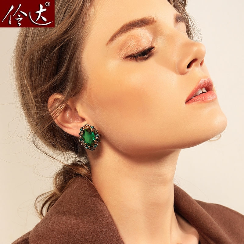 Korean Version Personality Oval Large Earrings Woman Temperament Exaggerated European And European Fashion Ear Pin Ear Clip Without Earrings Earrings Woman Earrings