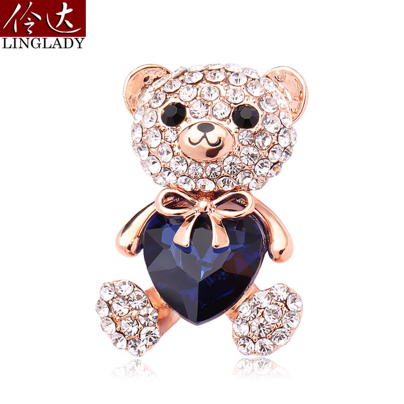 The Lingda Ornament Korean Version Fashion Loving Little Bear Brooch Chest and Cute Accessories Send Girlfriend Birthday Presents