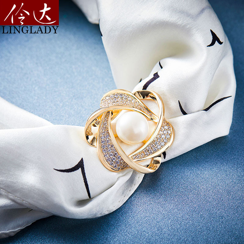 Fashion scarf buckle brooch dual-use temperament collar flower pin Sweater suit Suit accessories Women's simple accessories