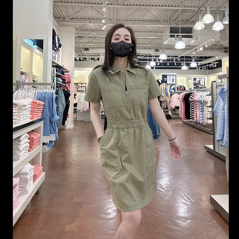 Tommy Hilfiger Women's New Spring Workwear Style Shirt Dress Elastic Waist Dress Tw693