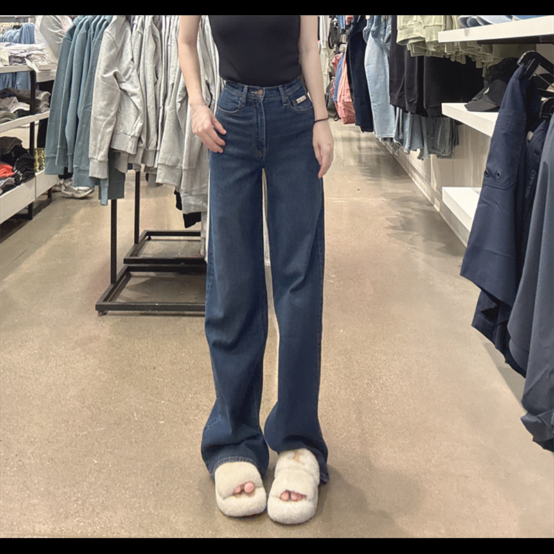 Ck Calvin Klein Women's New High-Waisted Wide-Leg Slimming Versatile Comfortable Jeans Cw359