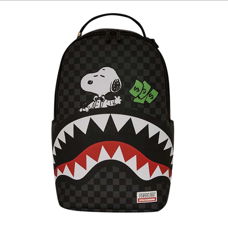 Sprayground Shark Mouth X Snoopy Collaboration Backpack Unisex Couple Style Shark Mouth Backpack
