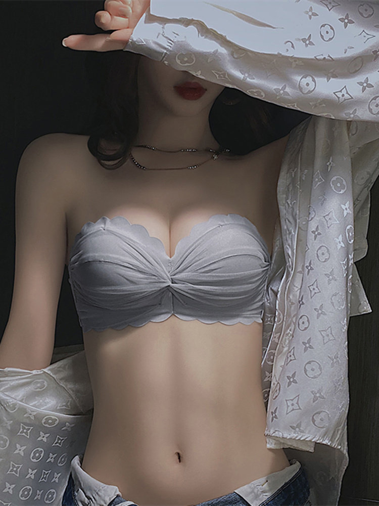 Strapless underwear women's small breasts gather without steel ring anti-sagging non-slip breast wrap chest bra set