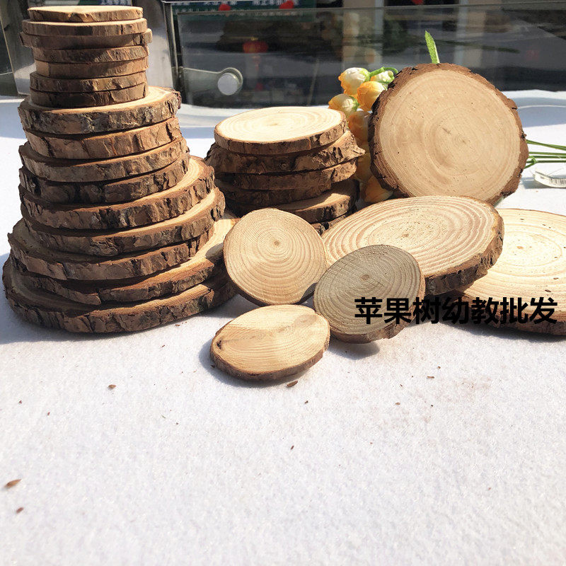 Year round Round Wood Sheet Painting Graffiti Decoration Material Nursery School Children Handmade White blank round wood head sheet