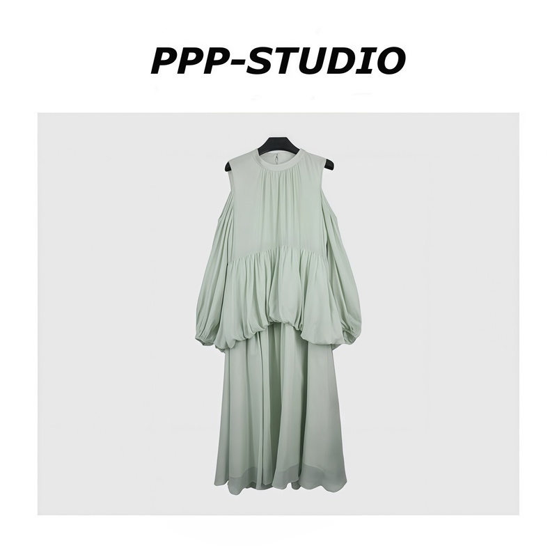 "Pp-Studio" "Tencel" Fashionable Casual Resort-Style Off-The-Shoulder Cake Dress*20260817