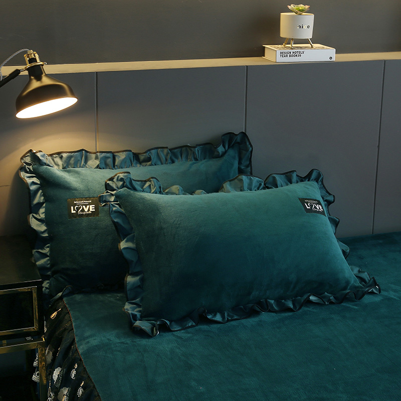 Pillow headgear Coral Fleece single liner cover pair of 48x74cm pillowcase adult student flange suede pillow core cover