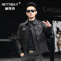 2020 Haining Leather Leather Men Locomotive Sheepskin Air Force Flying Clothing Leather Jacket Short Korean Fashion Jacket