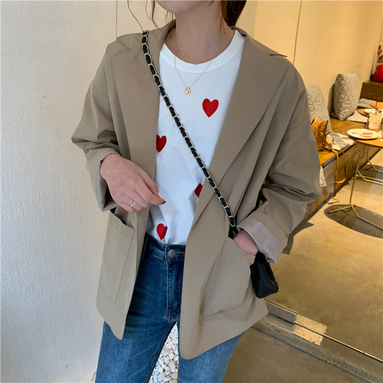 VK旗艦店 韓國風百搭綁帶小西裝寬鬆單品外套