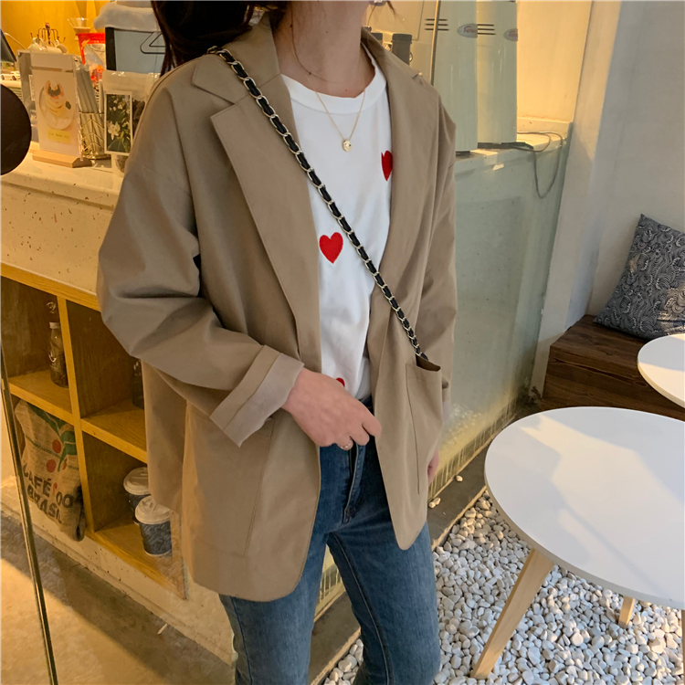 VK旗艦店 韓國風百搭綁帶小西裝寬鬆單品外套