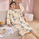 Nanjiren spring and autumn long-sleeved nightgown women’s autumn pajamas pure cotton summer 2024 new home wear large size