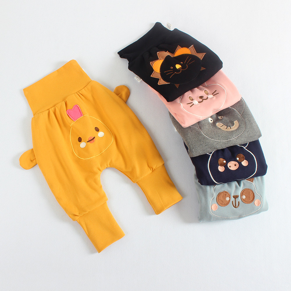 Baby high waist large PP pants spring autumn freshmen plus suede thick and warm protective belly trousers male and female baby fart pants winter clothing