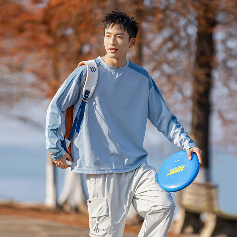 Outdoor Sports Long-Sleeved T-Shirt for Men, Loose Round Neck, Quick-Drying, Sun Protection Casual Top