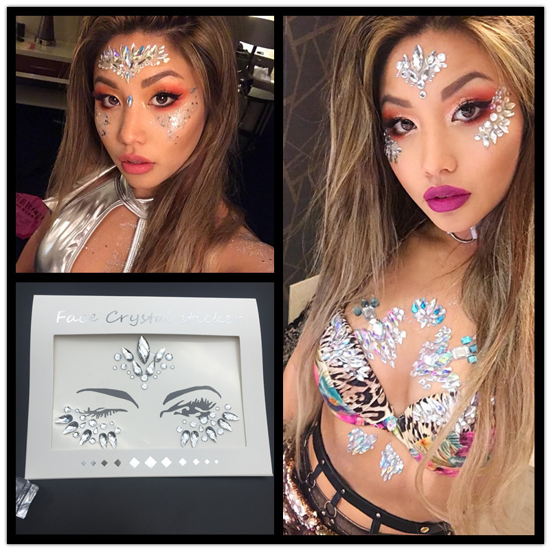 Music festival Bundy jewelry Face rhinestone stickers Color diamond eyes Net red shake sound EDM electric sound week RAVER equipment