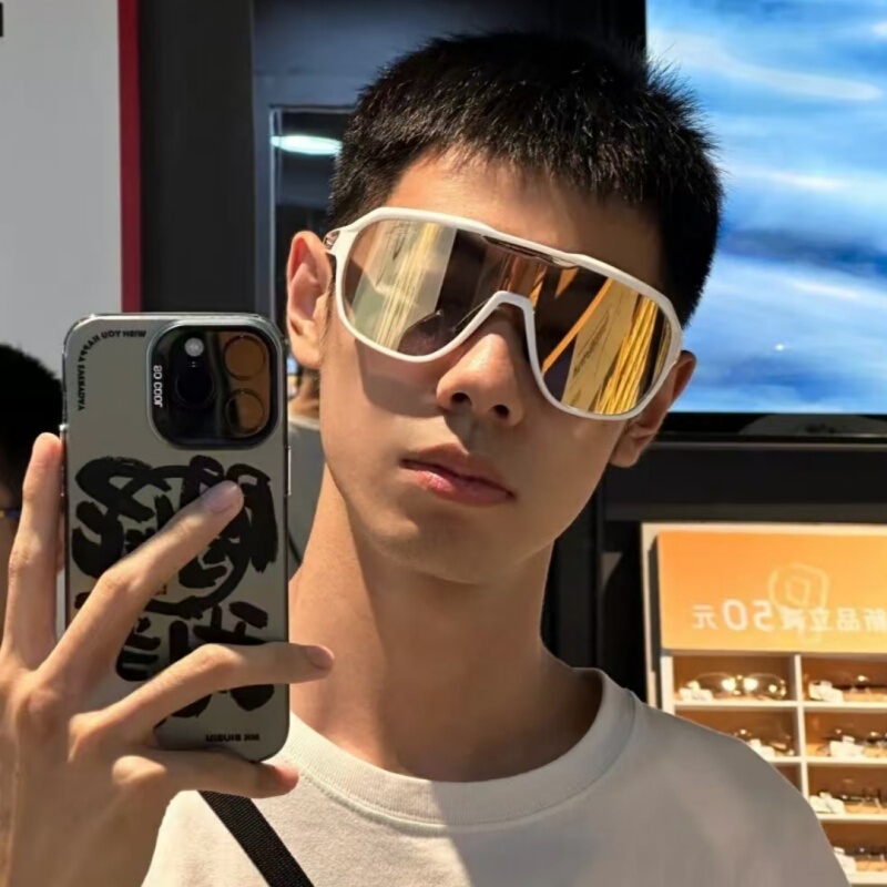 2024 New Model Cycling and Mountaineering Sports White Frame Mercury Glasses Protective Windproof Dustproof Uv Protection Sunglasses