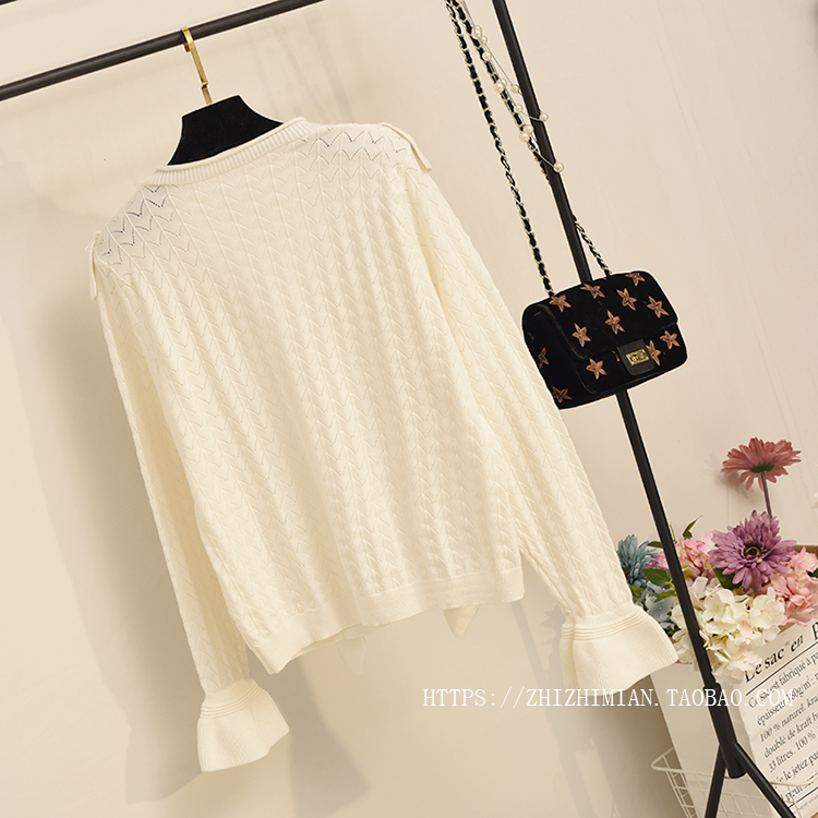 2018 đầu thu mới phiên bản Hàn Quốc của áo len cardigan áo lưới màu đỏ áo len nữ buông thả hoa sen dài tay thủy triều áo len nữ