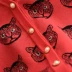 Áo khoác len dệt kim nữ mùa xuân và mùa thu mới Áo len cổ chữ V rộng áo lưới màu đỏ chạm đáy áo xếp chồng để mặc bên ngoài - Áo len cổ chữ V