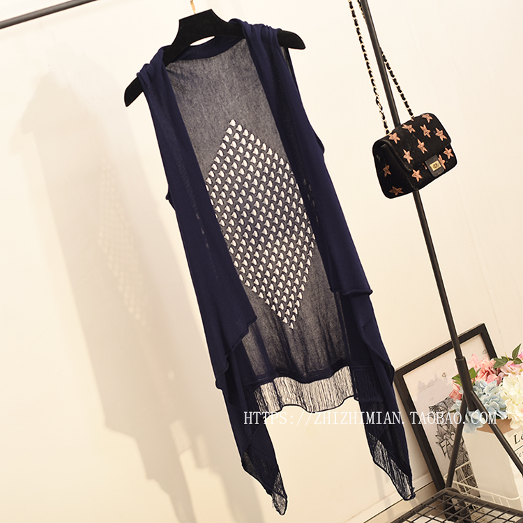 2018 mùa hè và mùa thu áo mới khăn choàng lỏng phần dài rỗng không tay kem chống nắng vest đan cardigan phụ nữ áo khoác lông nữ