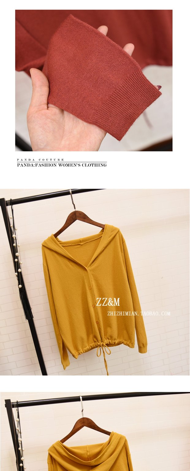 Mùa xuân 2018 mới của phụ nữ Hàn Quốc phần mỏng áo len cardigan áo len ngắn trùm đầu áo len dài tay áo thủy triều khoác cardigan