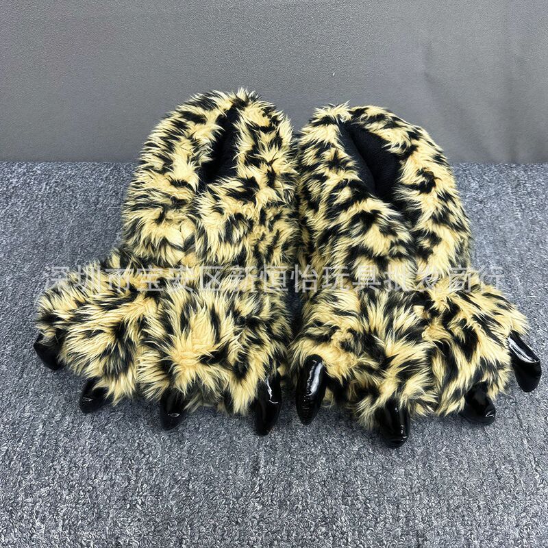 New Quirky Animal Tiger Dinosaur Claw Plush Slippers Creative Cartoon Warm Home Toy Cotton Slippers