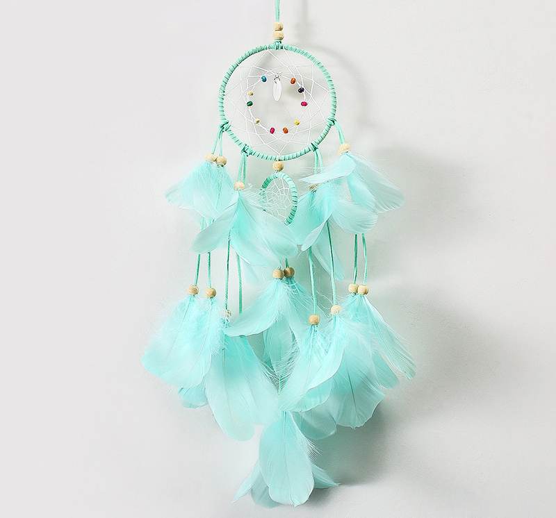 Indian dream catcher wind chimes pendant creative birthday gift feather bell jewelry home blue purple wall decoration