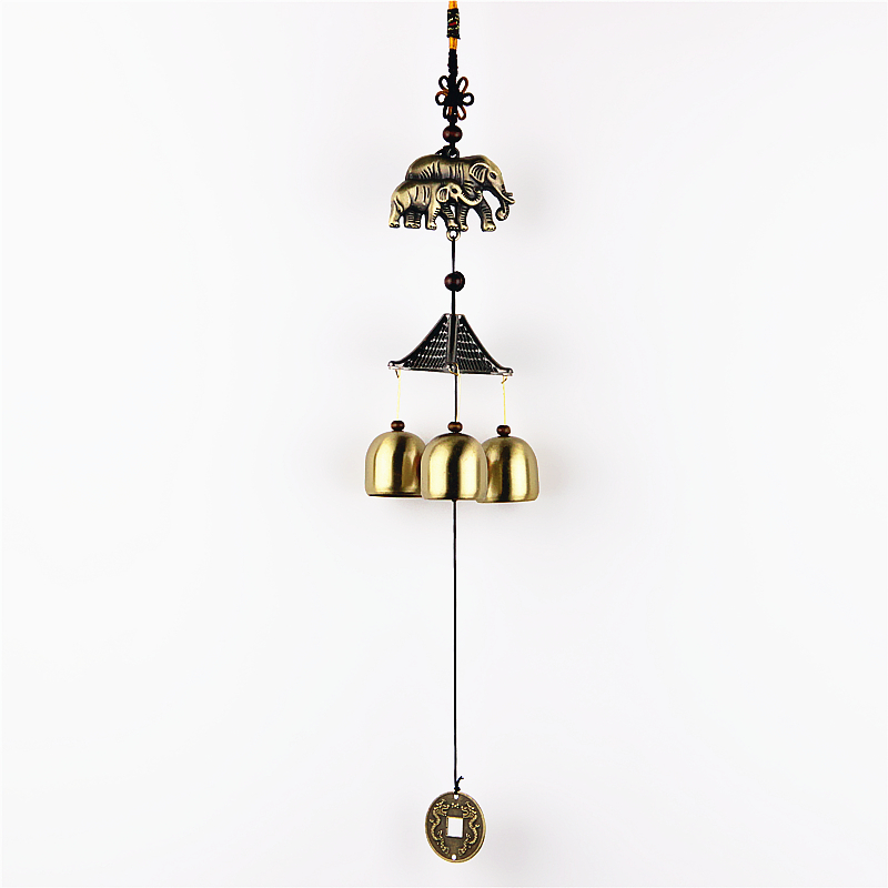 Creative Wind Chime Bedroom Solid Wood Metal Copper Bell Chinese Pendant Ornament Birthday Gift Chinese Wind Lucky Town House