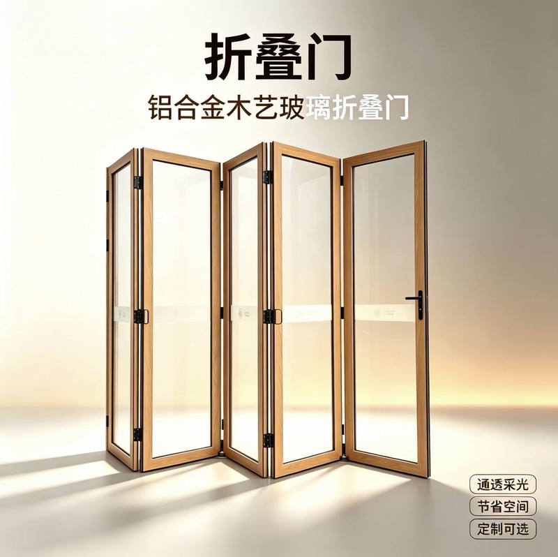 Left and Right Folding Doors for Coffee and Milk Tea Shops, Kitchen Counters, and Balcony Enclosures; Panoramic Aluminum Alloy Glass Folding Windows Left and Right Folding Doors for Coffee and Milk Tea Shops, Kitchen Counters, and Balcony Enclosures; Panoramic Aluminum Alloy Glass Folding Windows