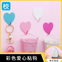 Love hook girl heart INS minimalist creative room dormitory decoration stainless steel peach heart adhesive hook free nail no trace