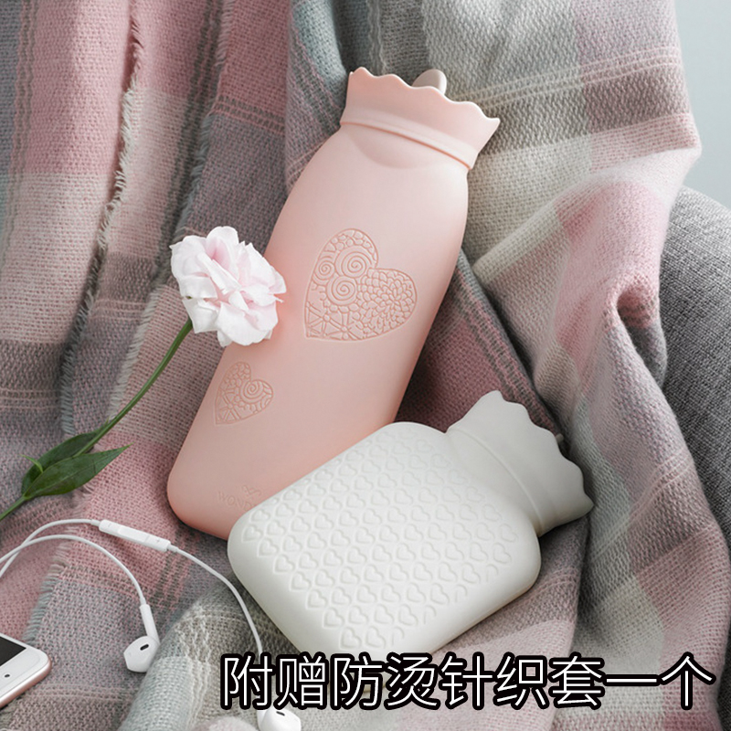 Plush water injection silicone hot water bag microwave explosion-proof winter warm water bag Students carry with them to apply belly mini warm hand treasure