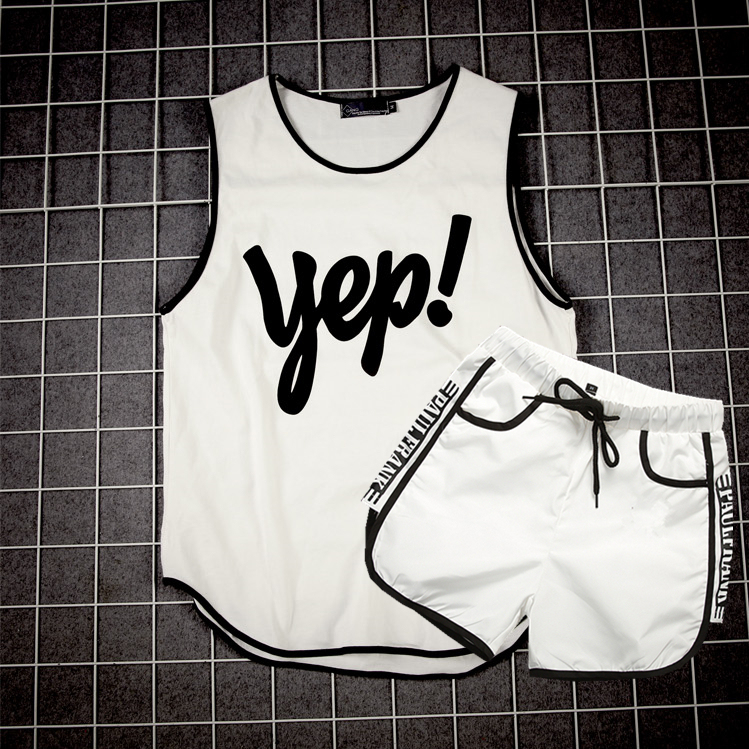 2025 Summer New Men's Suit, Loose Sports Vest, Home Casual Straight-Leg Three-Quarter Shorts, a Set of Clothes