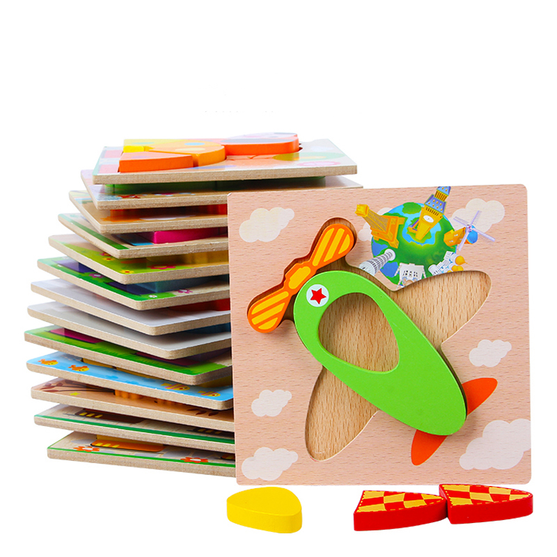 Children's educational 3D three-dimensional puzzle wooden jigsaw puzzle model boys and girls baby early education 1-3-6 years old toys