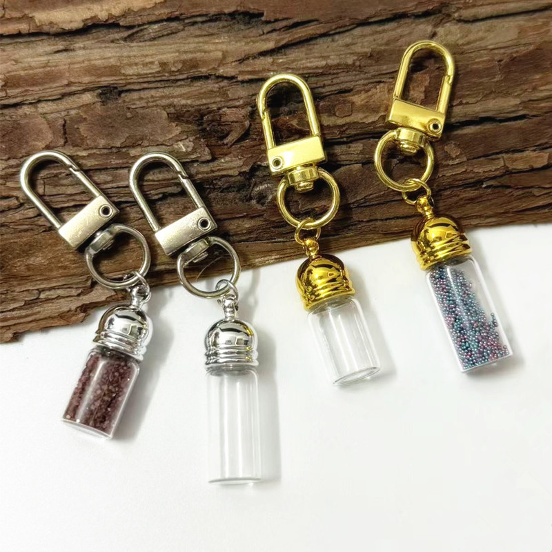 Small Glass Bottle Keychain Pendant, Fetal Hair Hanging Ornament, Perfume Dispensing Bottle, Screw Cap Small Bottle for Storing Cinnabar
