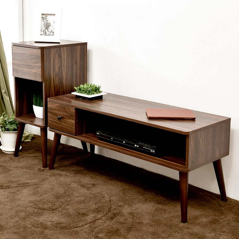 Small family Mini TV cabinet minimalist modern apartment Living room narrow TV cabinet Walnuts Nordic Rental House