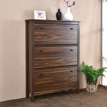Nordic large capacity tipping shoe cabinet Home entrance entry cabinet ultra-thin foyer cabinet simple modern walnut color shoe cabinet