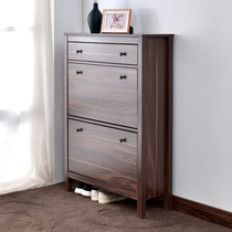 Nordic shoe cabinet tipping bucket type simple modern ultra-thin entry cabinet with drawers walnut small narrow shoe cabinet at home door
