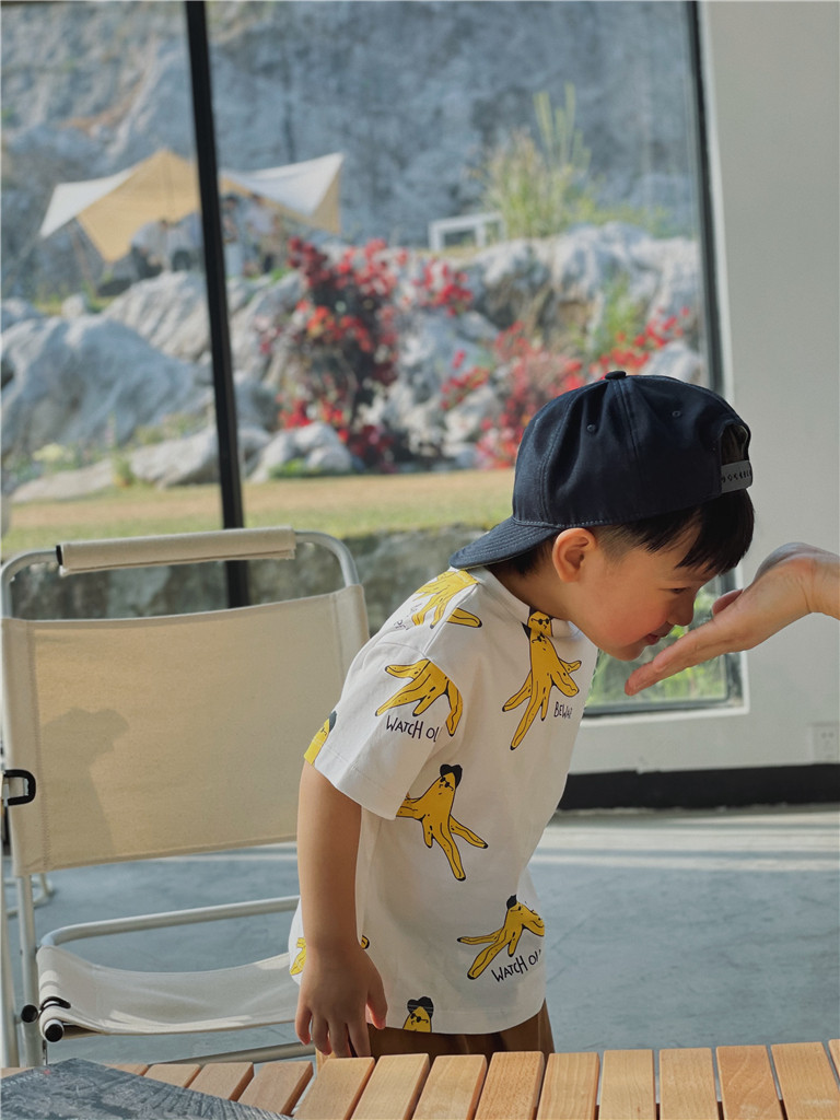 MINIV KIDS Rock Banana~Children's Pima Cotton High-end T-Shirt Comfortable Breathable Baby Summer Short Sleeve