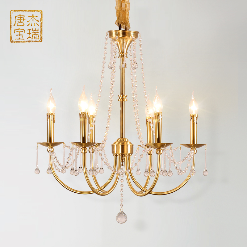 Jerry Tang Bau European-style crystal chandelier American vintages full Bronze style Villa Dining Room Dining Room bedroom Book Room Creative