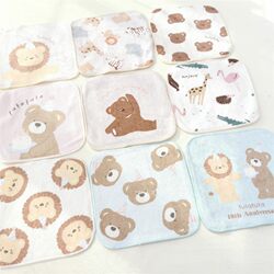 Export Japan original single kindergarten Export small towel baby pure cotton cute Bear 15*15 square handkerchief