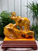 Hot selling spot Myanmar gold Zhanggan Swaying Pieces Living Room Office Wood Carving Handicraft Elephant auspicious Ruyi
