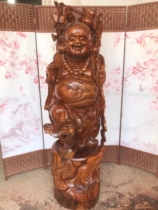 Hot selling incense Zhangmu Price-performance Wood Root Carved Living Room Pendulum Pieces of art The great number of the Millver characters smiles the Buddha wood carvings