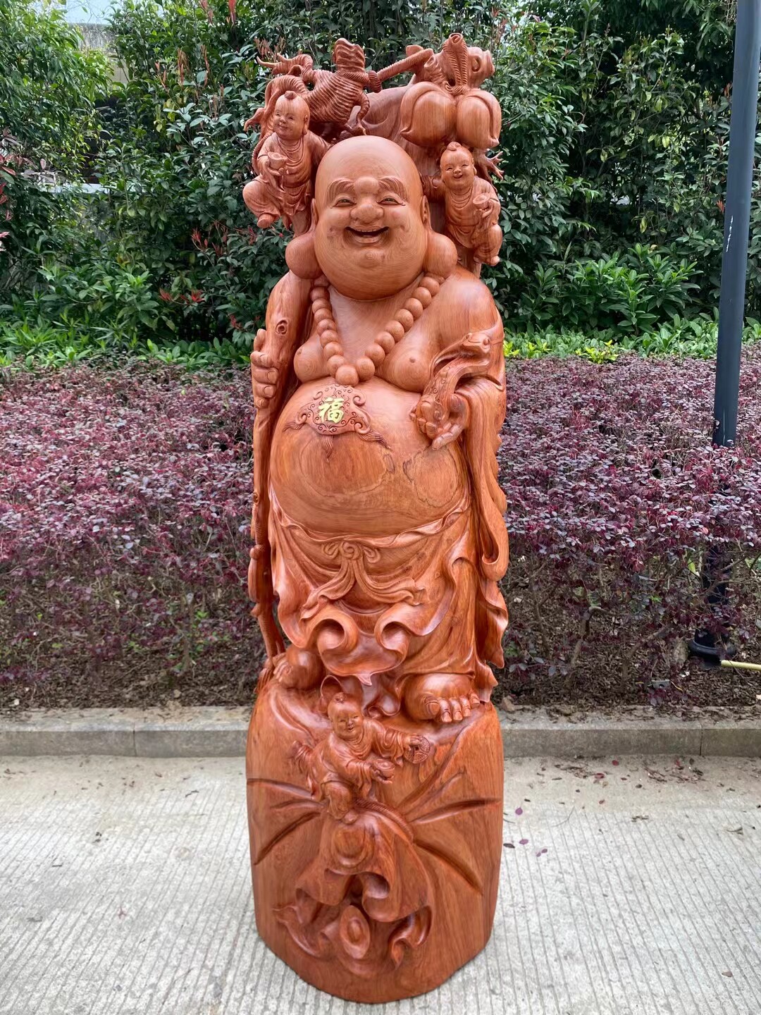 Hot selling red wood Ruyi Millver wood Sculpture Pendulum living room figure root carving handmade engraving long 53 meters wide 48 48 high 178