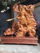 Spot African Flowers Pear Wood Double Dragon Guan Root Carving Swing Piece Wu Caixu God Wood Carving Handicraft Buddha Solid Wood Whole