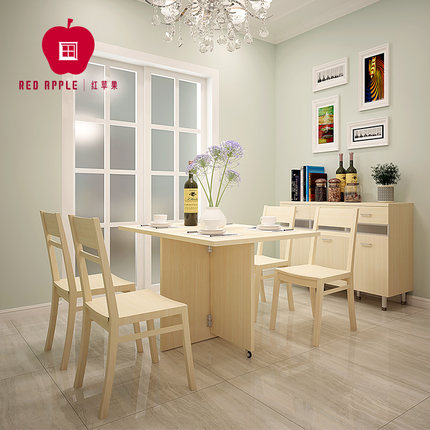 Red Apple Furniture One Table Four Chairs Simple Nordic Wind Multifunction Folding Rice Table Dining Dining Chair Combination