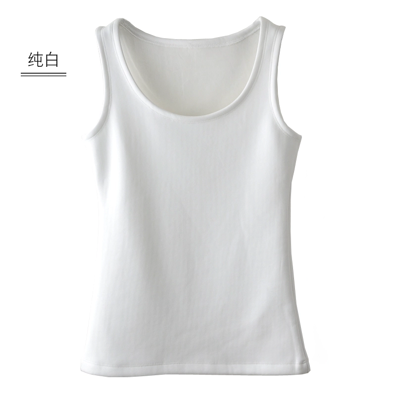 Cổ ấm và nhung tròn cổ không tay quai bên trong sling đáy áo cotton màu rắn mặc quần áo mùa thu đông