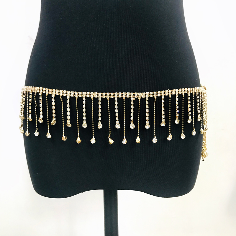 Belly dance belt chain New tassel oriental dance navel chain rhinestone belt sexy beginner diamond chain waist ornament