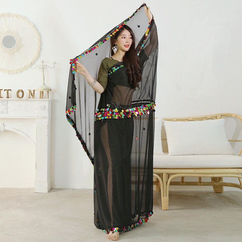 Belly dance scarf prop melaya hand veil folk dance sequin big throwing yarn oriental dance performance out of Malaya